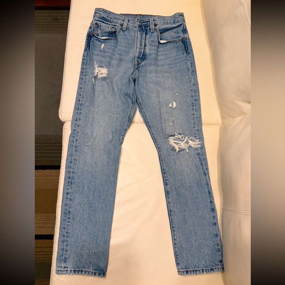 Levi's 501 S Skinny Light Blue Distressed Skinny Jeans